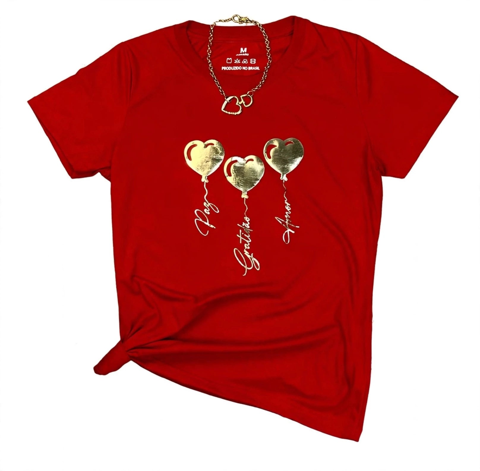 Camiseta Coração Paz Gratidão Amor Moda Evangélica Cristã Gospel T-shirt Feminina Baby.