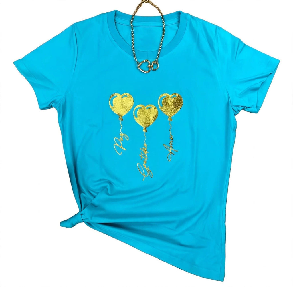 Camiseta Coração Paz Gratidão Amor Moda Evangélica Cristã Gospel T-shirt Feminina Baby.