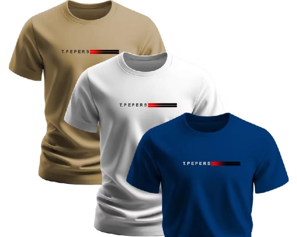 Kit com três camisetas masculinas algodão top