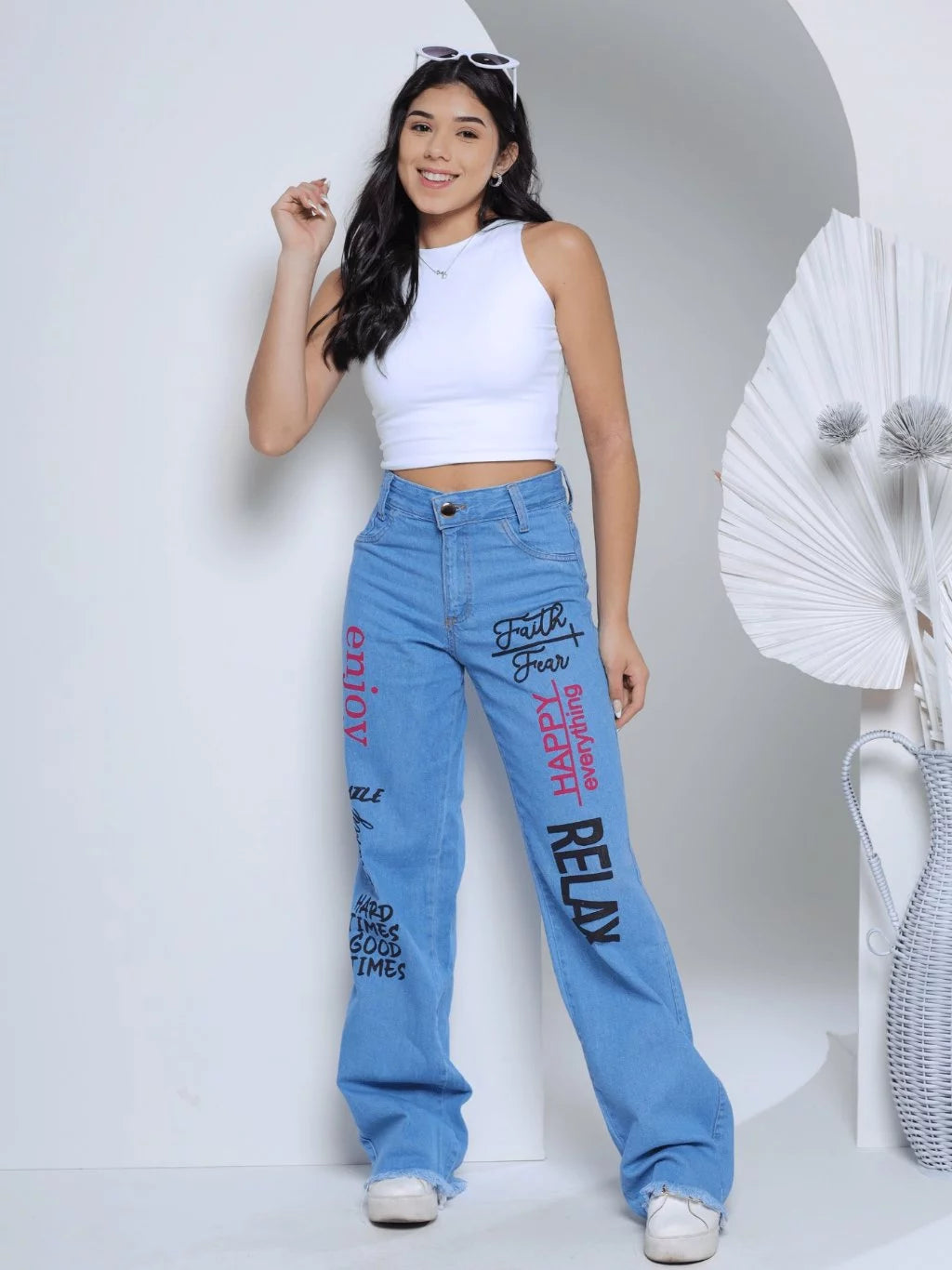 Calça Jeans Wide Leg Juvenil