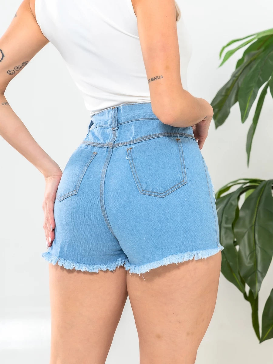 Short Jeans Feminino Cintura Alta