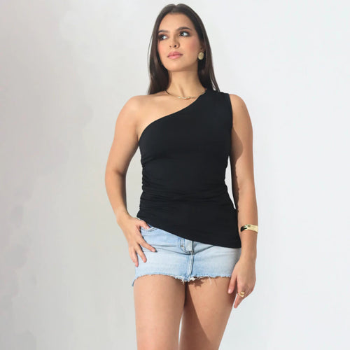Blusa Feminina de Alça Única Franzida